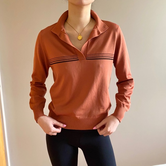 Vintage givenchy 70’s polo collar sweater top copper tan - Picture 2 of 12